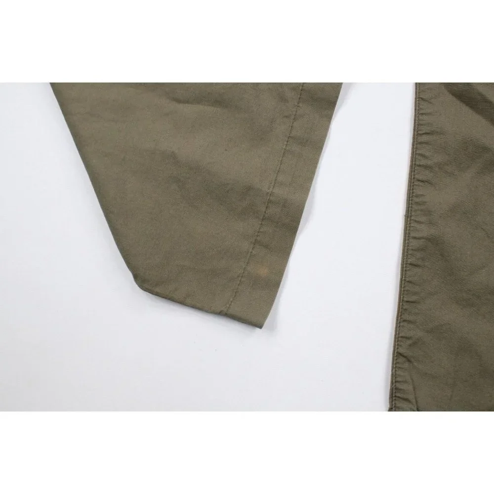 Vintage Banana Republic Mens 33x30 Flat Front Linen Wide Leg Chino Pants Olive